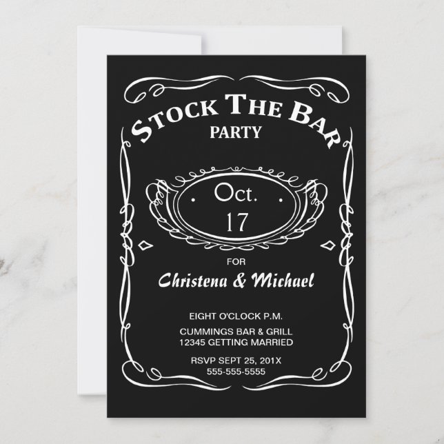 Stock à l'ancienne Invitation Bar Shower (Devant)