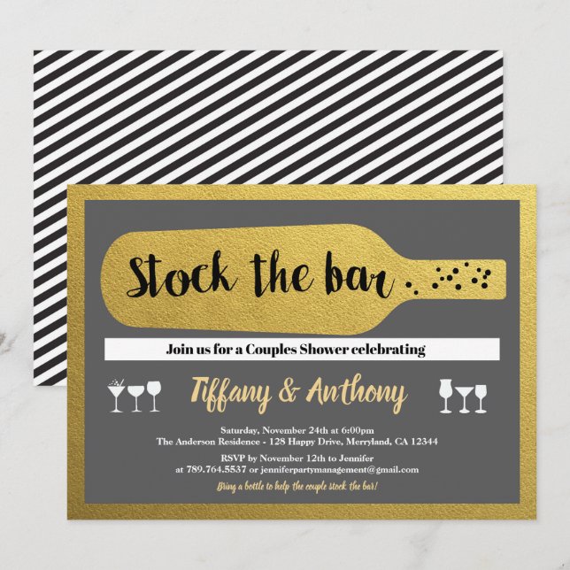 Stock bar invitation couples invitation à la douch (Devant / Derrière)