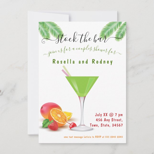 Stock Bar Lime Couples Douche Invitation (Devant)