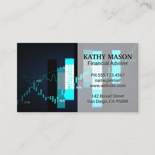 Stock Broker | Investments | Financial Business Card (Front)
