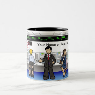 Stock Broker - Male Cartoon by PrintedPerfection Two-Tone Coffee Mug