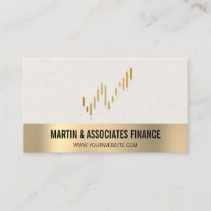 Stock Candlesticks   Finance   Gold Trim Business Card