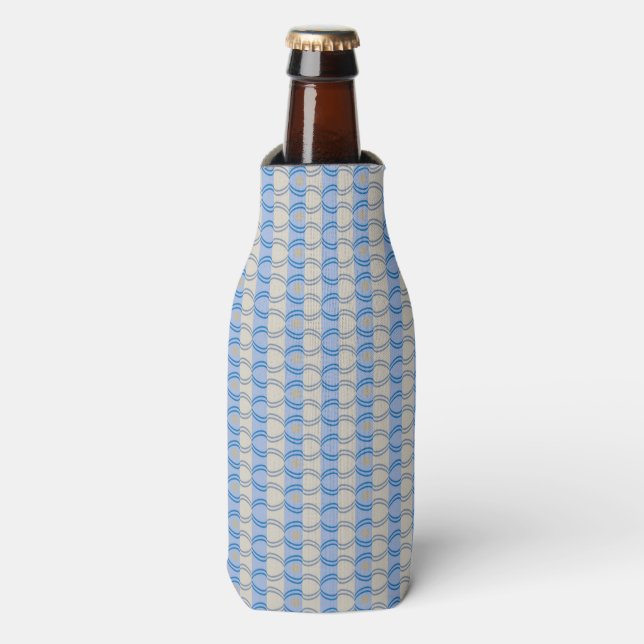 Stock Candystripe Blue Tan Bottle Cooler (Bottle Front)