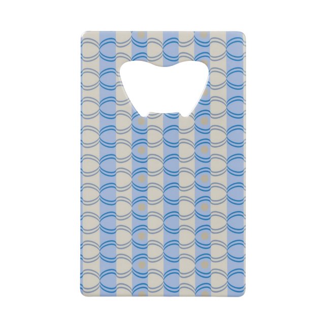 Stock Candystripe Blue Tan Credit Card Bottle Opener (Front)
