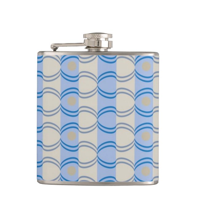 Stock Candystripe Blue Tan Hip Flask (Front)
