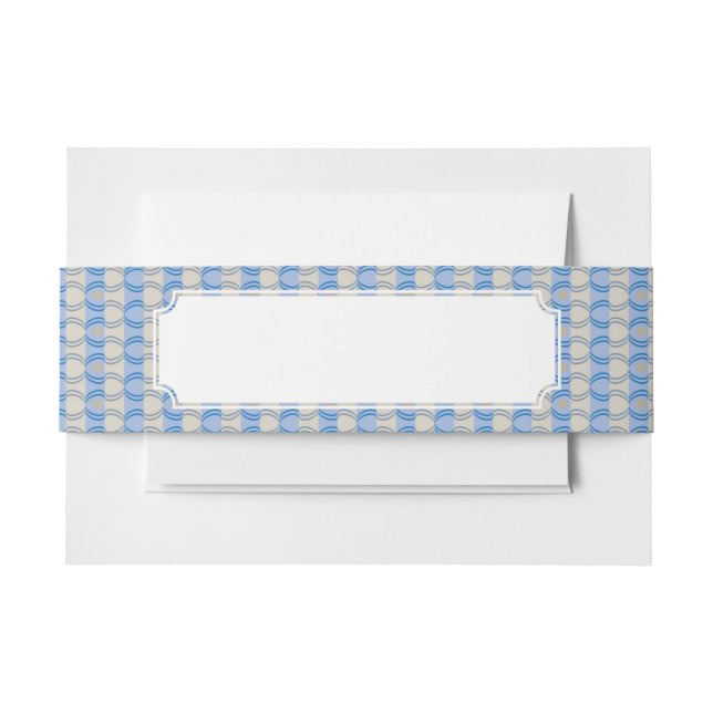 Stock Candystripe Blue Tan Invitation Belly Band (Front Example)