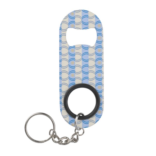 Stock Candystripe Blue Tan Keychain Bottle Opener (Front)