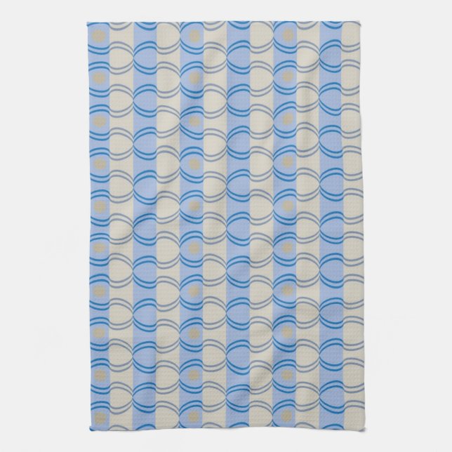 Stock Candystripe Blue Tan Kitchen Towel (Vertical)