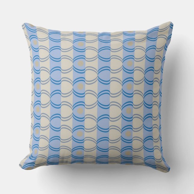 Stock Candystripe Blue Tan Throw Pillow (Front)
