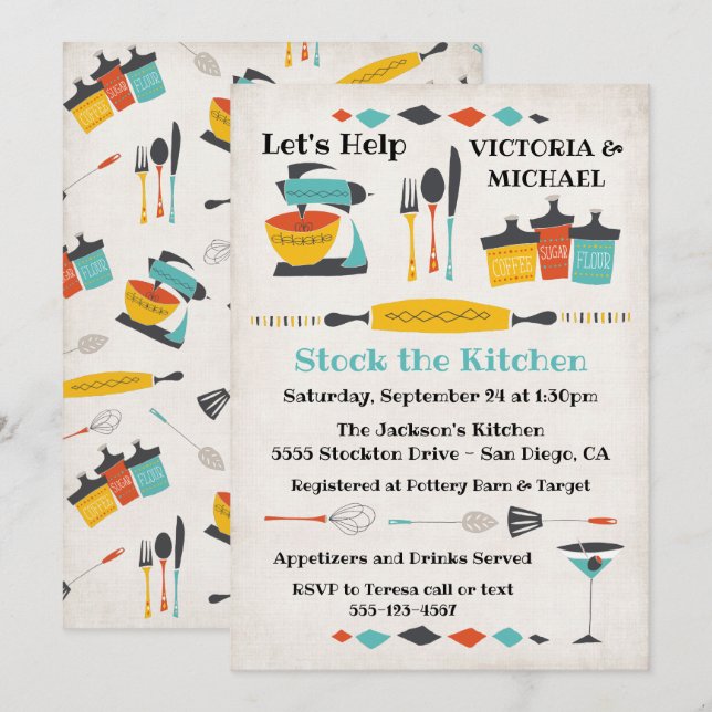 Stock de la cuisine douche Invitations (Devant / Derrière)