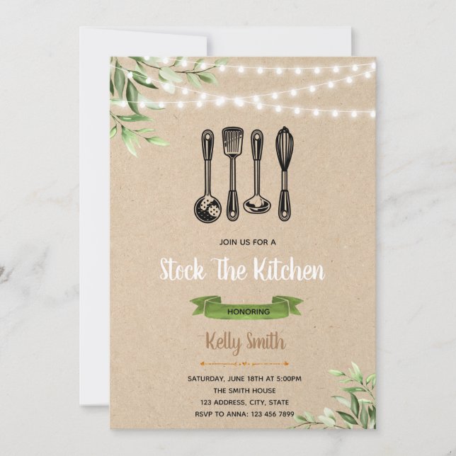 Stock de la cuisine nuptiale invitation douche (Devant)