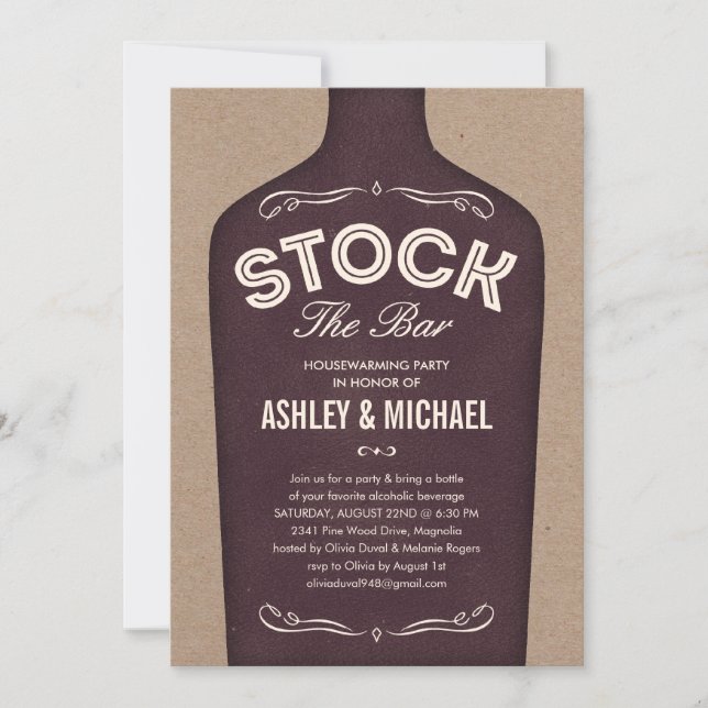 Stock des invitations à la douche Bar (Devant)