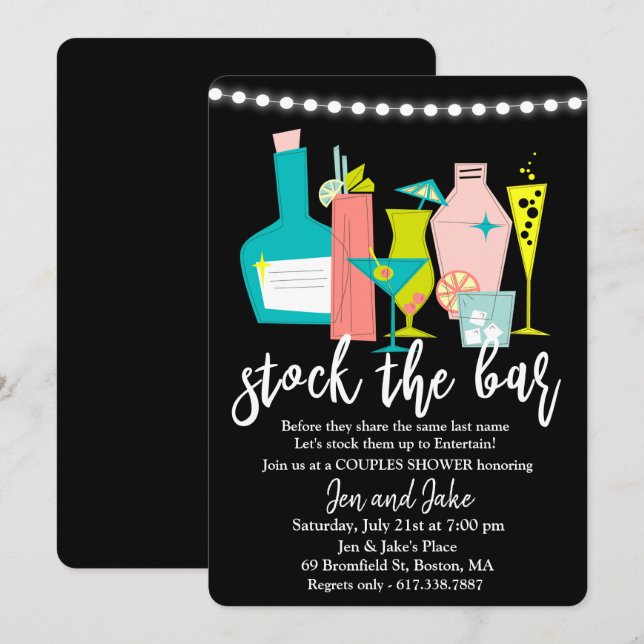 Stock du Bar Couples Coed Shower Invitation (Devant / Derrière)
