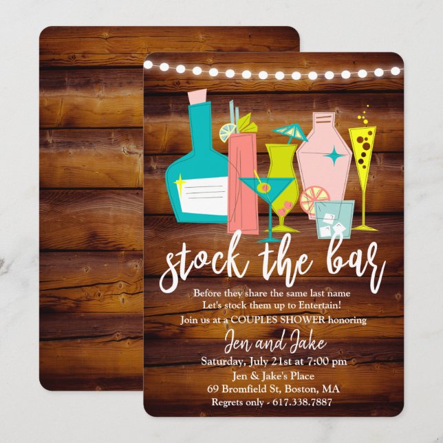 Stock du Bar Couples Coed Shower Invitation (Devant / Derrière)