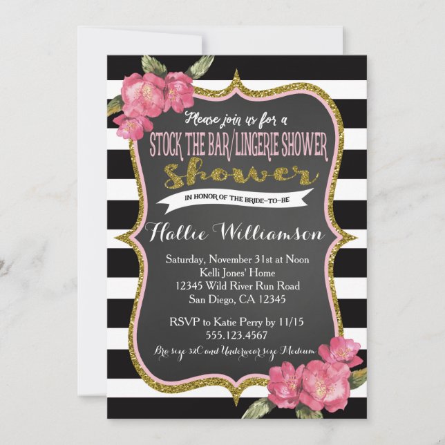 Stock du Bar & Lingerie Bridal Shower Invitation (Devant)