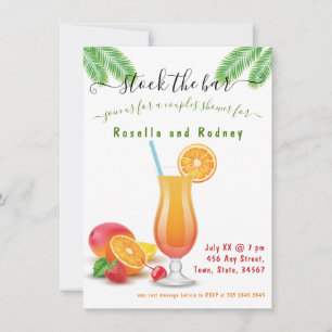 Stock du Bar Orange Couples Douche Invitation