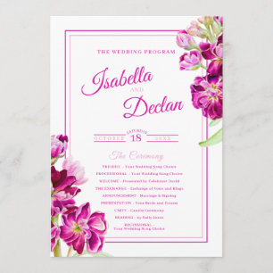 Stock flowers pink watercolor wedding program