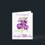 Stock flowers purple daughter 40th birthday card<br><div class="desc">Personalize this card for an extra special touch to suit your needs. Night scented stock flowers purple themed birthday card,  Daughter 50 years card. Artwork is adapted from an original watercolour painting by Sarah Trett.</div>