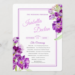 Stock flowers purple watercolor art wedding  program