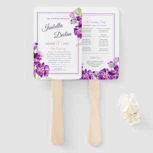 Stock flowers purple watercolor wedding program ha hand fan