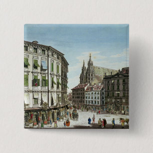 Stock-im-Eisen-Platz, with St. Stephan's 2 Inch Square Button