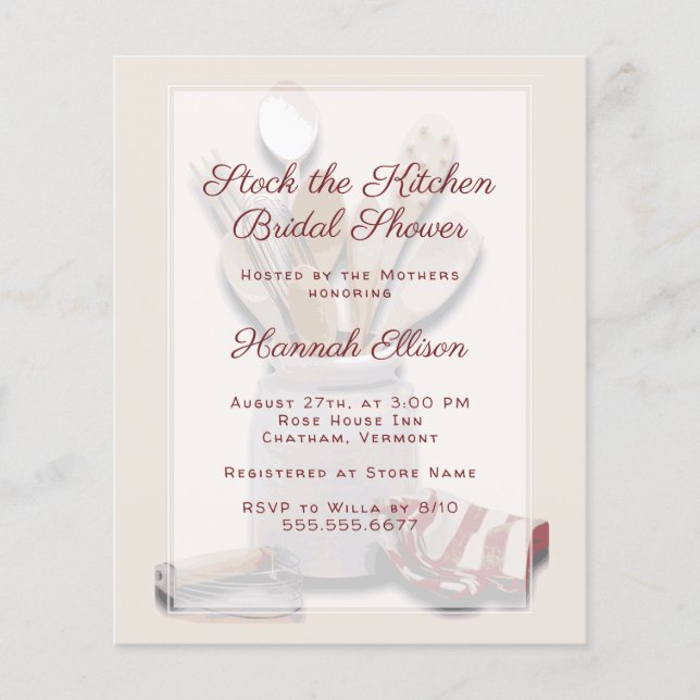 Stock Kitchen Bridal Shower Budget Invitations Flyer (Front)