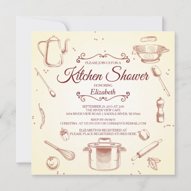 Stock La Cuisine nuptiale de douche Invitation (Devant)