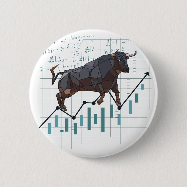 Stock Market Bullish Trend 2 Inch Round Button (Front)
