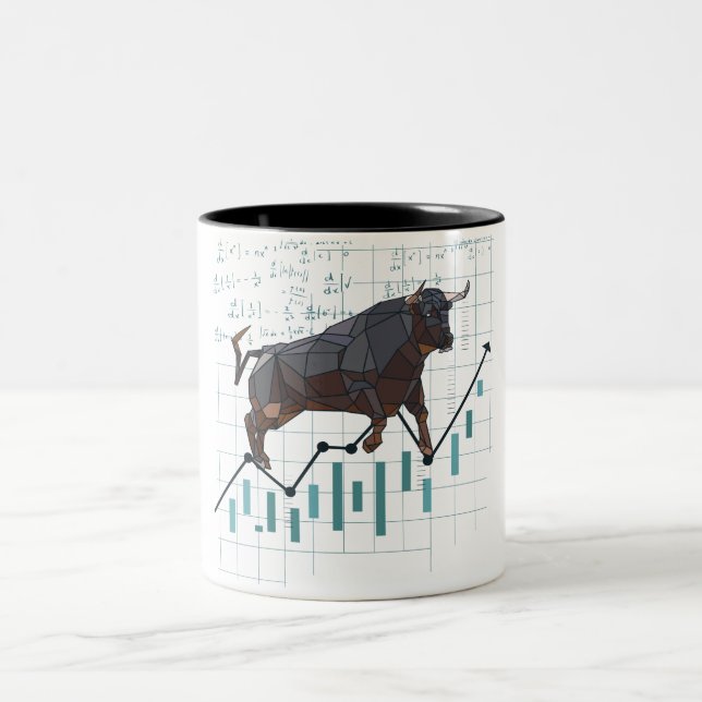 Stock Market Bullish Trend Two-Tone Coffee Mug (Center)
