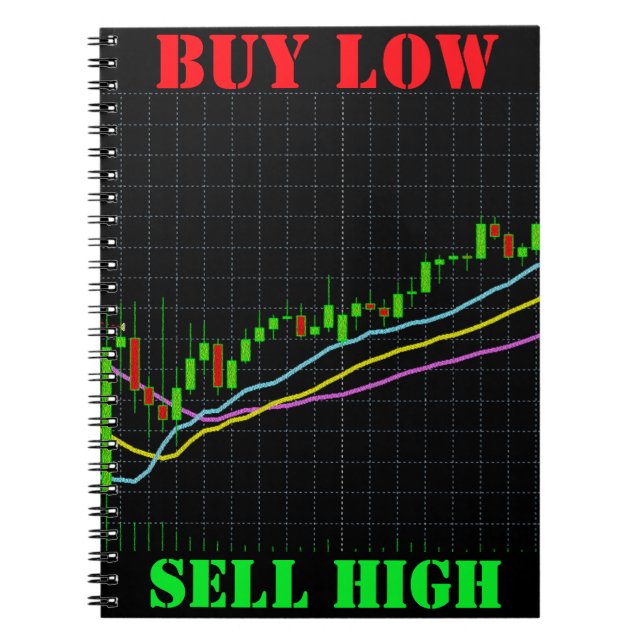 Stock Market Candlestick Chart Buy Low Sell High Notebook (Front)