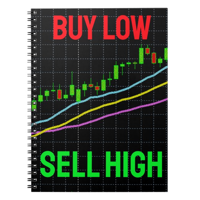 Stock Market Candlestick Chart Buy Low Sell High Notebook (Front)
