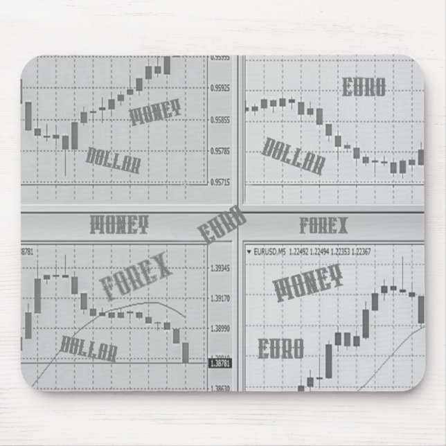 Stock market charts open in four windows  mouse pad (Front)