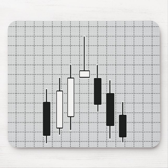 Stock market diagram black and white mouse pad (Front)