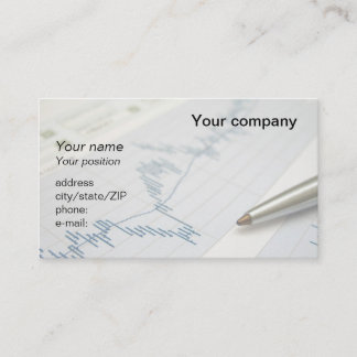 "Stock market graph and pen" business card