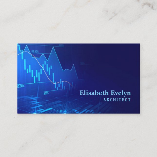 Stock market or forex trading graph in graphic business card (Front)