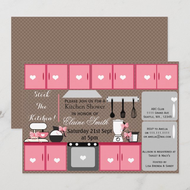 Stock mignonne la cuisine Invitation douche nuptia (Devant / Derrière)