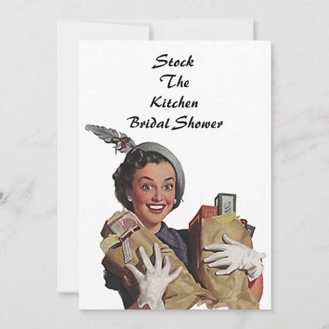 Stock Rétro Invitations De Douche De Cuisine (Devant)