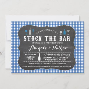 Stock The Bar Blue Engagement Party Invitation