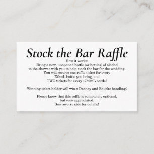 Stock the Bar Bridal Shower Raffle Ticket - Simple Enclosure Card