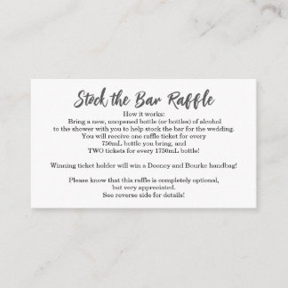 Stock the Bar Bridal Shower Raffle Ticket - Simple Enclosure Card