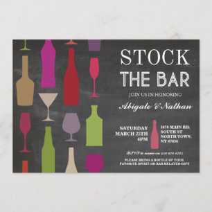 Stock The Bar Chalk Bouteilles Fête Invitation