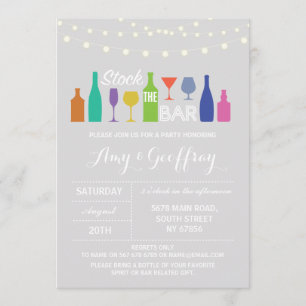 Stock The Bar Chalk Grey Fiançailles Invitation