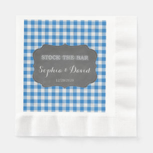Stock the Bar Chalkboard Gingham Couples Shower Napkin