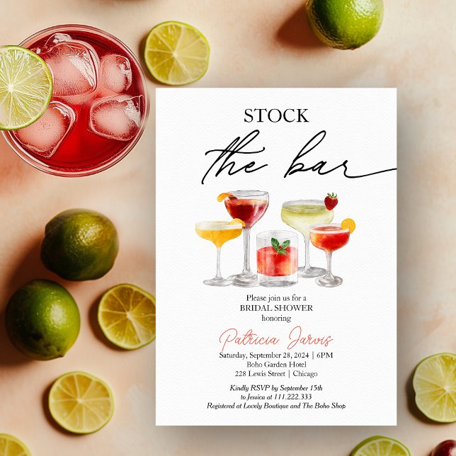 Stock The Bar Cocktail Bridal Shower Party Invitation (Creator Uploaded)
