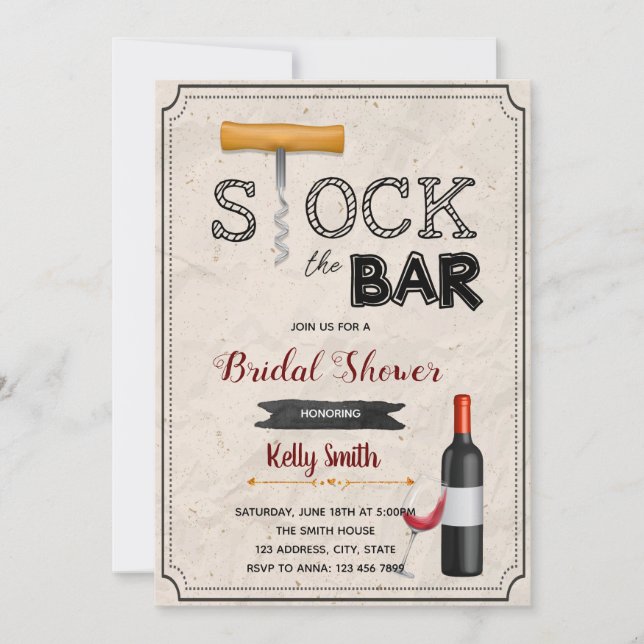 Stock the bar corkscrew invitation (Front)