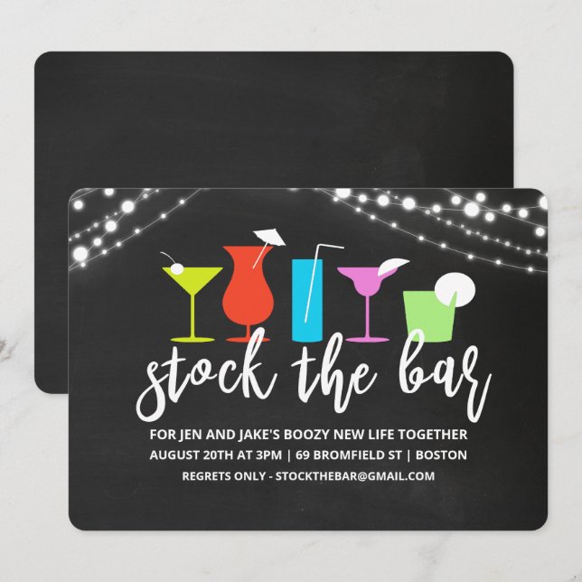 Stock the Bar Couples Coed Shower Invitation (Front/Back)