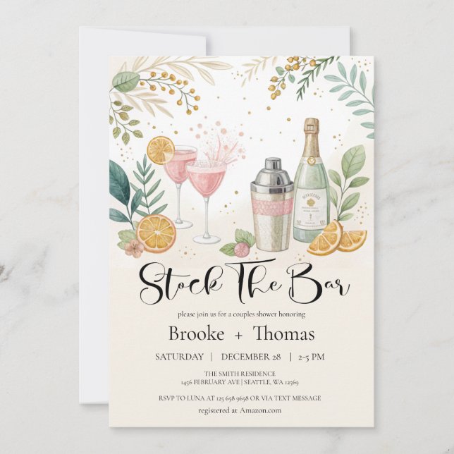 Stock the Bar Couple's Shower Invitation (Front)