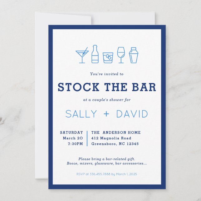 Stock The Bar Couple's Shower Invitation (Devant)