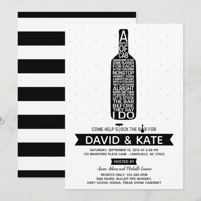 Stock the Bar Couples Shower Invitation (Front/Back)