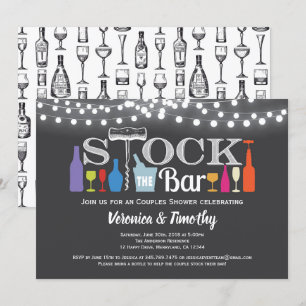Stock The Bar Couples Shower Invitation au tableau